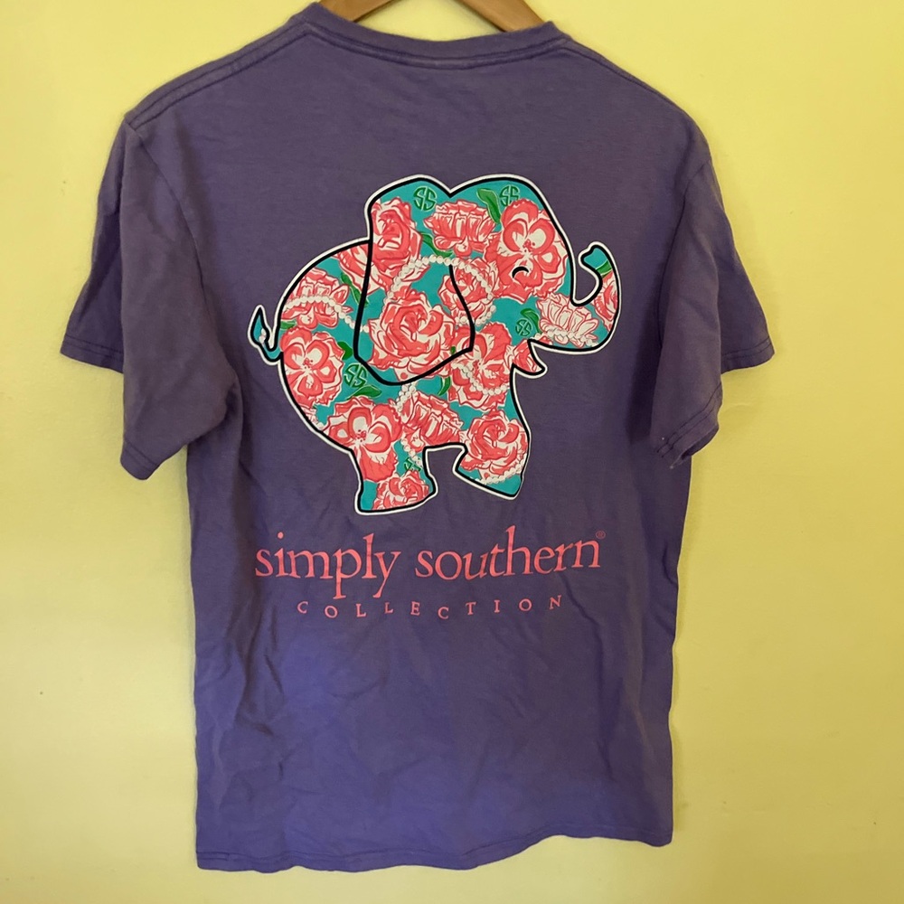 Simply Southern Violet Tee with Floral Elephant